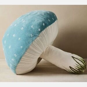 Blue and White Mushroom Plush Pillow